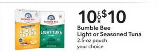 Publix Bumble Bee Light Or Seasoned Tuna offer