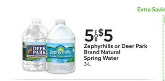 Publix Zephyrhills Or Deer Park Brand Natural Spring Water offer