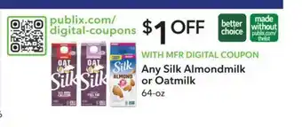 Publix Silk Almondmilk Or Oatmilk offer