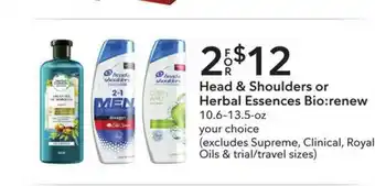 Publix Head & Shoulders Or Herbal Essences Bio:renew offer