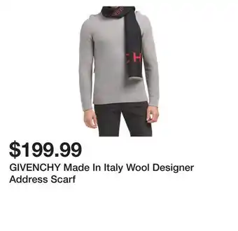 Marshalls Givenchy made in italy wool designer address scarf offer