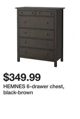 Ikea Hemnes 6-drawer chest, black-brown offer