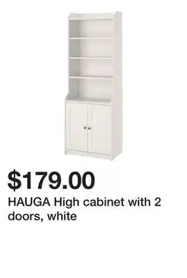 Ikea Hauga high cabinet with 2 doors, white offer