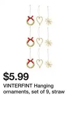 Ikea Vinterfint hanging ornaments, set of 9, straw offer