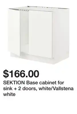 Ikea Sektion base cabinet for sink + 2 doors, white/vallstena white offer