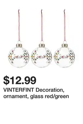 Ikea Vinterfint decoration, ornament, glass red/green offer