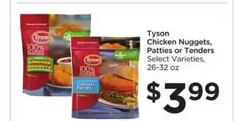 Foods Co Tyson Chicken Nuggets, Patties Or Tenders offer