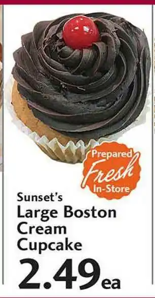 Sunset Foods Sunset's Large Boston Cream Cupcake offer