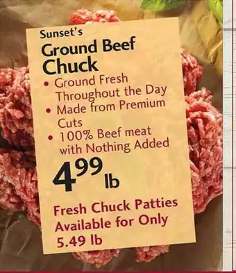 Sunset Foods Sunset's Ground Beef Chuck offer