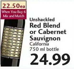 Sunset Foods Unshackled Red Blend Or Cabernet Sauvignon offer