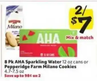 Winn Dixie 8 Pk Aha Sparkling Water Or Pepperidge Farm Milano Cookies offer