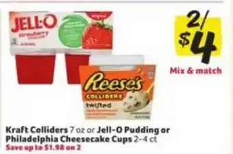 Winn Dixie Kraft Colliders Or Jell-o Pudding Or Philadelphia Cheesecake Cups offer