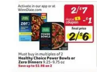 Winn Dixie Healthy Choice Power Bowls Or Zero Dinenrs offer