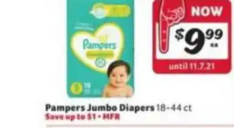 Winn Dixie Pampers Jumbo Diapers offer