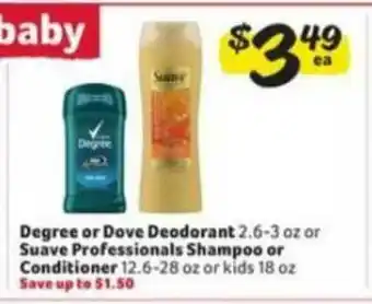 Winn Dixie Degree Or Dove Deodorant Or Suave Professionals Shampoo Or Conditioner offer
