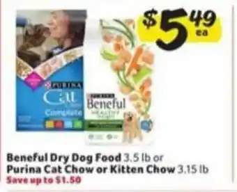 Winn Dixie Beneful Dry Dog Food Or Purina Cat Chow Or Kitten Chow offer