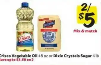 Winn Dixie Crisco Vegertable Oil Or Dixie Crystals Sugar offer