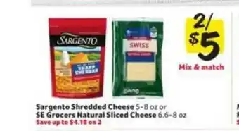 Winn Dixie Sargento Shredded Cheese Or Se Grocers Natural Sliced Cheese offer