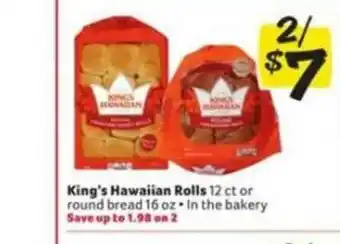 Winn Dixie King's Hawaiian Rolls Or Round Bread offer