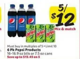 Winn Dixie 6 Pk Pepsi Products offer