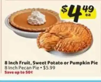 Winn Dixie 8 Inch Fruit, Sweet Potato Or Pumpkin Pie offer