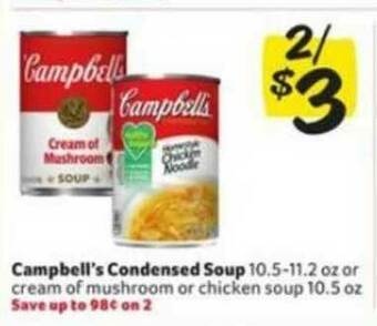 Winn Dixie Campbell's Condensed Soup Or Cream Of Mushroom Or Chicken Soup offer