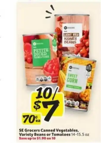 Winn Dixie Se Grocers Canned Vegetables, Variety Beans Or Tomatoes offer