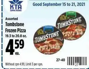 KTA Super Stores Tombstone Frozen Pizza offer