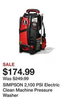 Tractor Supply Company Simpson 2,100 psi electric clean machine pressure washer offer