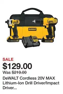 Tractor Supply Company Dewalt cordless 20v max lithium-ion drill driver/impact driver combo tool kit, 1.3 ah offer