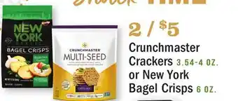 Heinen's Crunchmaster crackers 3.54-4 oz. or new york bagel crisps 6 oz offer