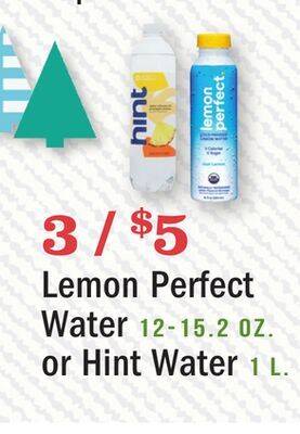 Heinen's Lemon perfect water 12-15.2 oz. or hint water 1 l offer