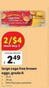 Lidl Large Cage Free Brown Eggs, Grade A offer
