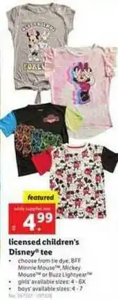 Lidl Licensed Children's Disney Tee offer