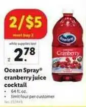 Lidl Ocean Spray Cranberry Juice Cocktail offer