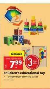Lidl Children's Educational Toy offer