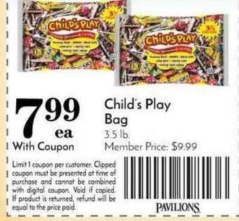 Pavilions Child's Play Bag offer