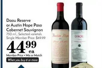 Pavilions Saou Reserve Or Austin Hope Paso Cabernet Sauvignon offer