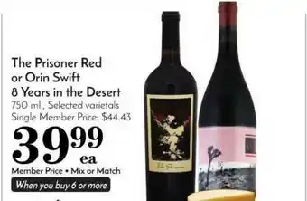 Pavilions The Prisoner Red Or Orin Swift 8 Years In The Desert offer