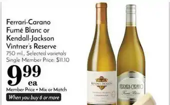 Pavilions Ferrari-carano, Fumé Blanc Or Kendall-jackson, Vinter's Reserve offer