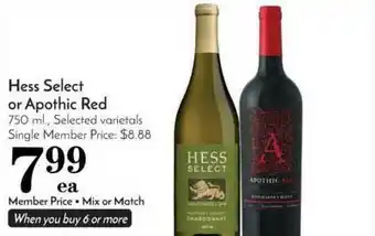Pavilions Hess Select Or Apothic Red offer