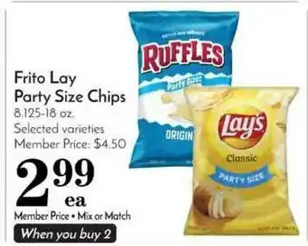 Pavilions Frito Lay Party Size Chips offer