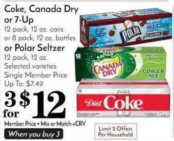 Pavilions Coke, Canada Dry Or 7-up offer