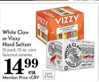 Pavilions White Claw Or Vizzy Hard Seltzer offer