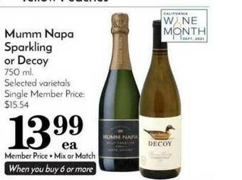 Pavilions Mumm Napa Sparkling Or Decoy offer