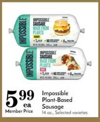 Pavilions Impossible Plant-based Sausage offer