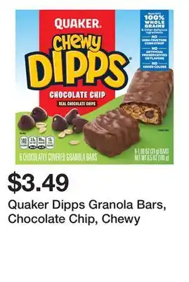 Wegmans Quaker dipps granola bars, chocolate chip, chewy offer