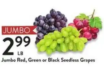 Fresh Thyme Jumbo Red, Green or Black Seedless Grapes offer