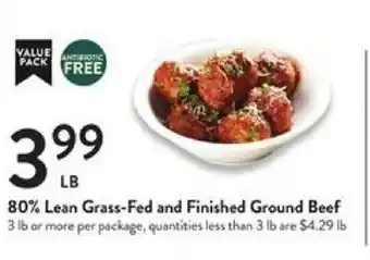 Fresh Thyme 80% Lean Grass-Fed and Finished Ground Beef offer
