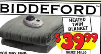 Ollie's Biddeford heated twin blanket offer